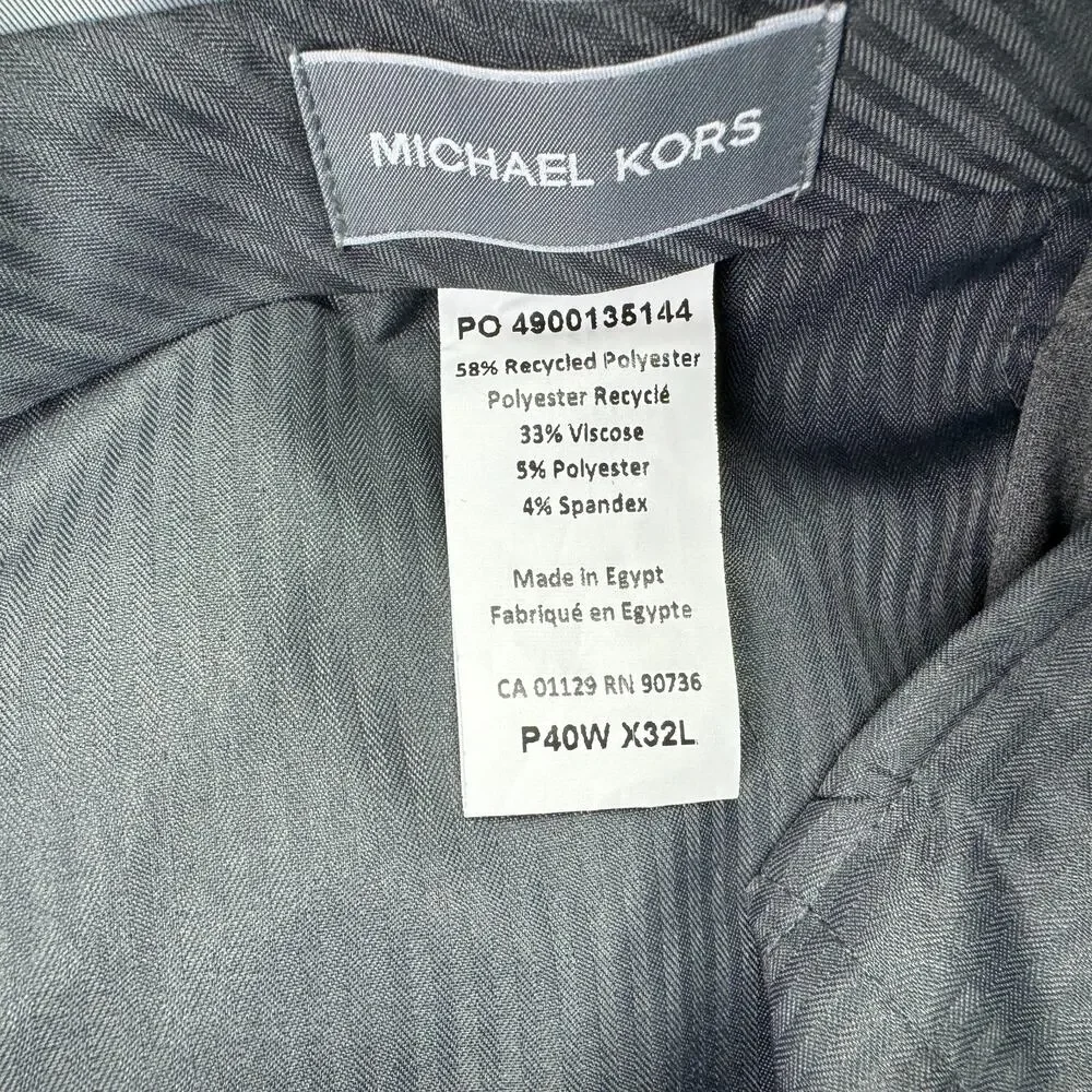 Michael Kors Mens Pleated Cuffed Solid Classic Fit Stretch Pants Gray 40x32
